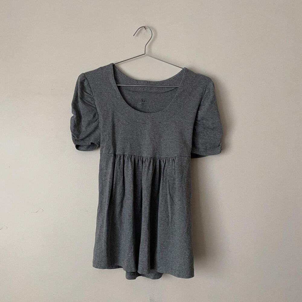 Y2K Grey Baby Doll Top Tie Waist Women's Medium